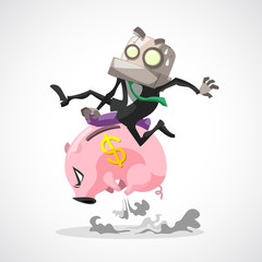 businessman on money safe