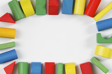 Toys blocks frame, multicolor wooden building bricks