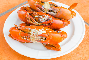 Grilled Crab on white plate