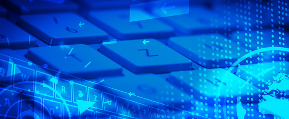 Keyboard with glowing icons