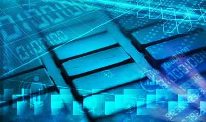 Keyboard with glowing programming codes