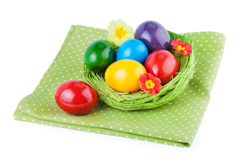 Easter Eggs in natural straw nest