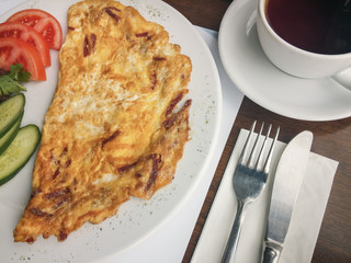 omelet and a cup of tea