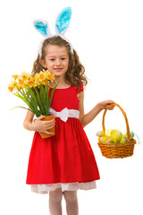 Beauty girl holding easter basket