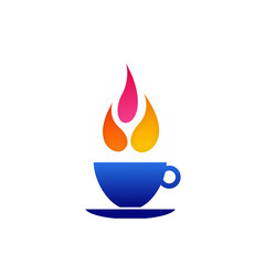 Coffee cup with colorful flames