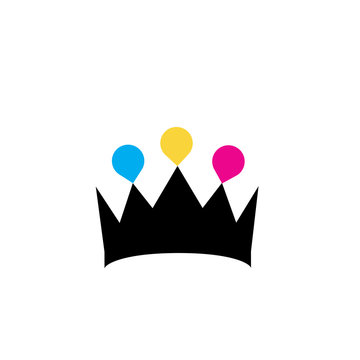 Crown with colorful droplets logo