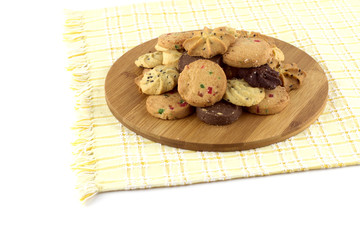 Cookies on wooden plate
