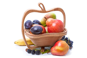 Fruit in wooden vase