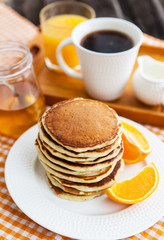 Breakfast with pancakes
