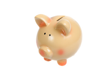 ceramic piggy bank isolated on white