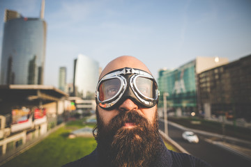 bearded man with glasses aviator