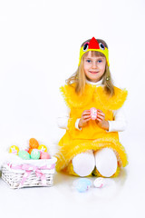Little girl with easter eggs