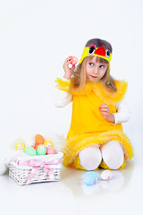 Little girl with easter eggs