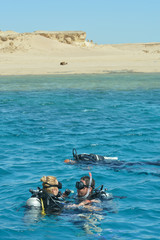 Scuba divers swimming