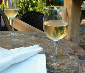 White wine outside on the patio.