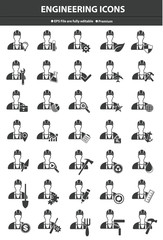 Engineering icon set,Black version,vector