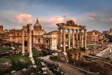 Naklejka na ściany i meble Forum Romanum (Foro Romano) i ruiny Septymiusza Sewera Arch An