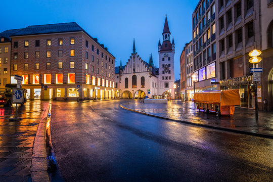 Old Town Hall and Marienplatz in the Morning, Munich, Bavaria, G