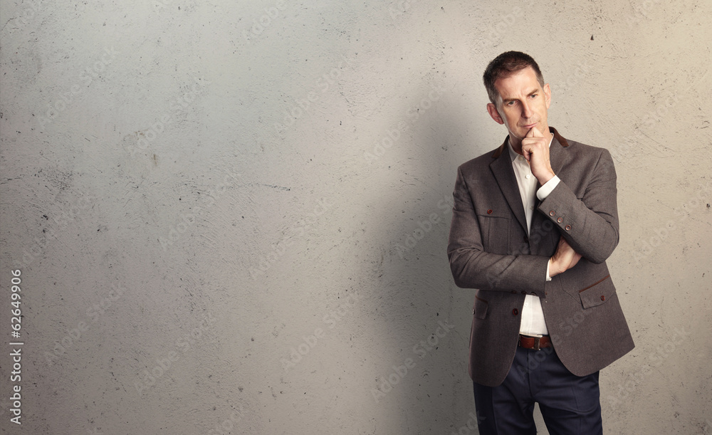 Poster portrait of thoughtful man