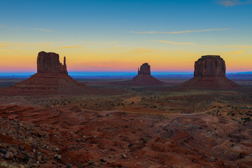 monument valley at dusk, navajo nation, az