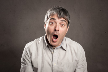 man with surprised expression