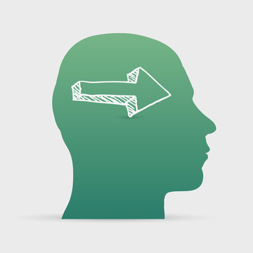 Human head with hand drawn arrow icon
