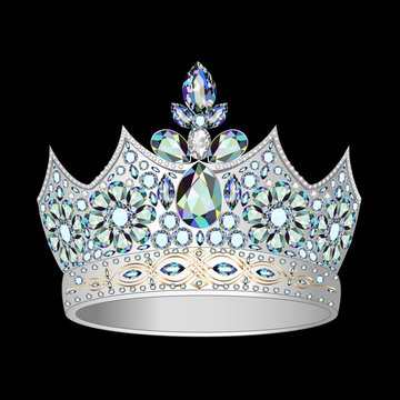 decorative crown of silver and precious stones
