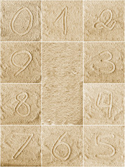 Numbers written on a sand