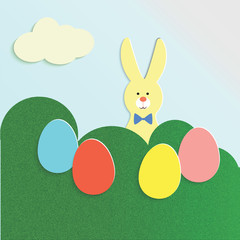 easter bunny and colorful eggs
