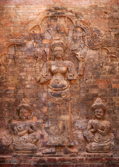 Goddess Shri Relief, Kravan Temple, Angkor, Cambodia