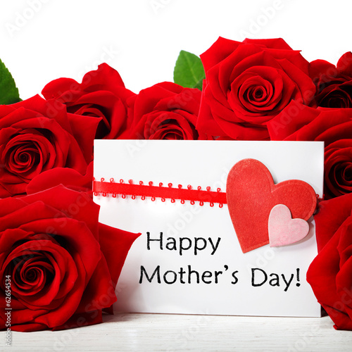 Mothers day message with red roses