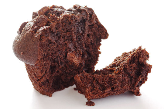 Chocolate Chip Muffin On White Background