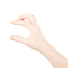 Woman hand touching virtual screen