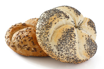 White poppy seed Kaiser bread roll