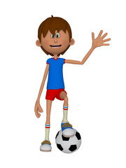 Fototapeta premium Cartoon 3d boy with a soccer ball