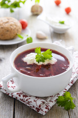 Traditional russian and ukrainian cabbage and beetroot soup - bo