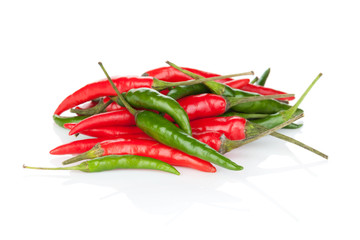 Red and green hot chili peppers