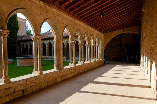 Corridor and arcs on St Hilaire abbey in Aude