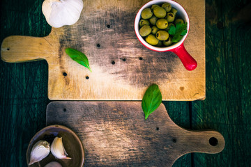 Two cutting board spices herbs