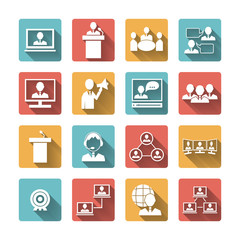 Business People Meeting Icons Set