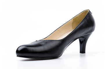 leather black shoes women isolated white background