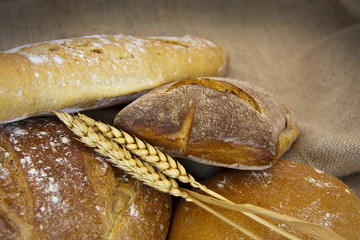 artisan baked bread isolated on white background