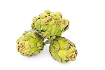 Obraz premium natural couple artichokes isolated on white background