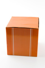 Orange box isolated white background