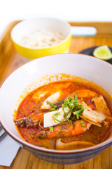 tom yam kung thai shrimp spicy soup, isolated