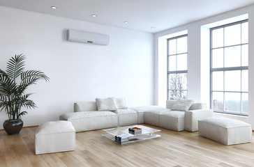Living room with modern air conditioner