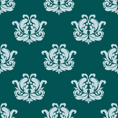 Pretty seamless damask style pattern in blue