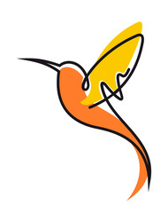 Flying hummingbird in yellow and orange © Vector Tradition