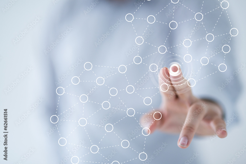 Poster net - network holding in hand 3d connection data