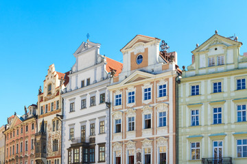 Fototapeta na wymiar Renaissance facades in Prague city center